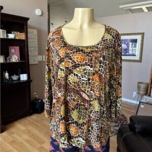 N Touch multicolored patterned 3/4 sleeves knit blouse-size XL